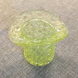 COPY - Fenton Daisy Button Vaseline Glass Top Hat